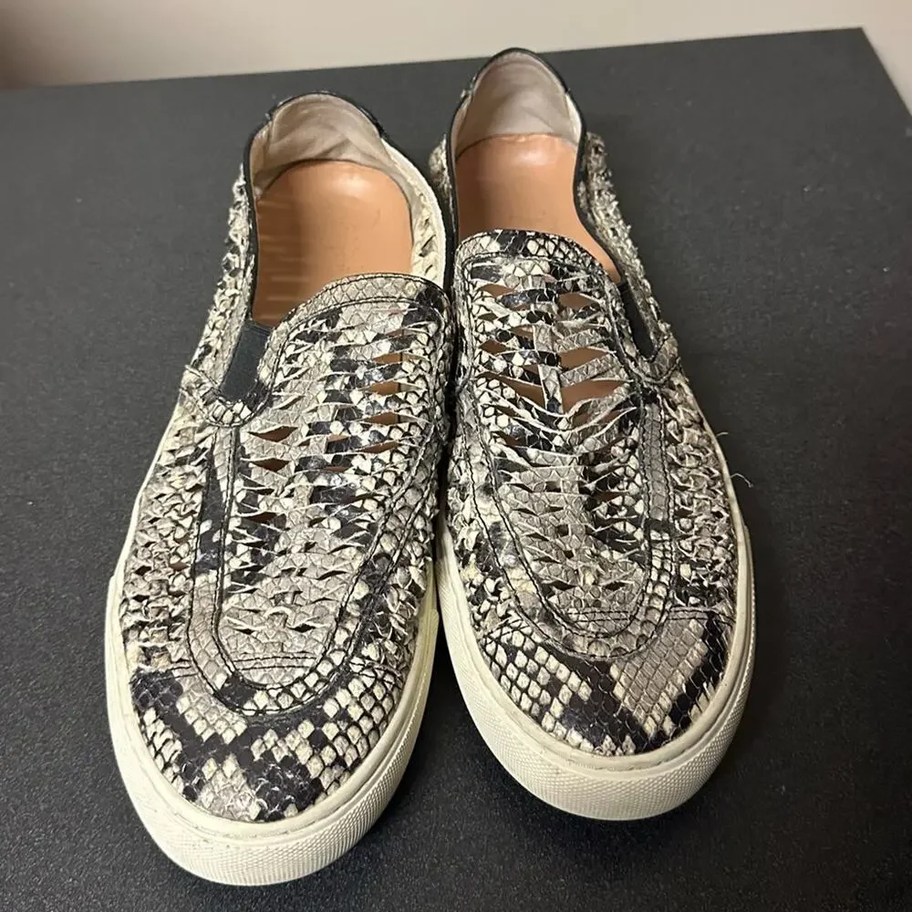Tory Burch Huarache Weave Snakeskin Leather Slip On Sneaker Women's Size 9
